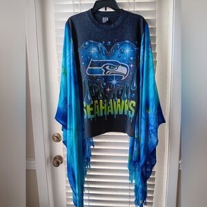 SOLD!!! Upcycled Seahawks Graphic Tshirt/Poncho Top